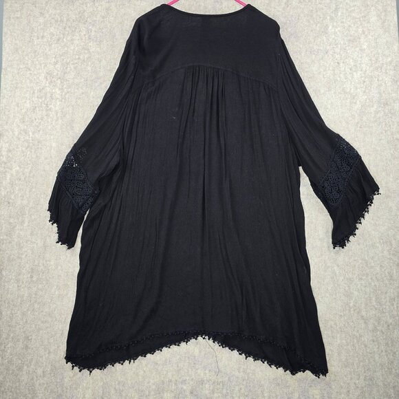 Swimsuits For All Womens Black Kaftan Cover-Up Plus Size 30/32 100% Rayon - Picture 2 of 8